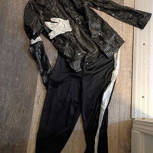 Sequin Black Jacket and Pants Set